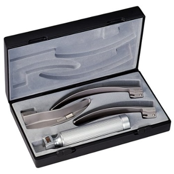 Fiber Optic Laryngoscope Set Macintosh Intubation Blades good 2.5V LED Handle Larynx